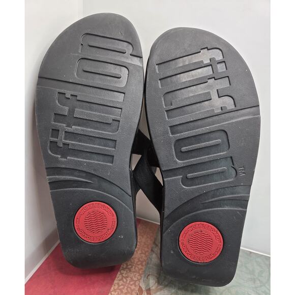 FitFlop Pietra II Black Leather Jeweled Slide Sandals Size Womens US 7 Medium - Picture 9 of 11